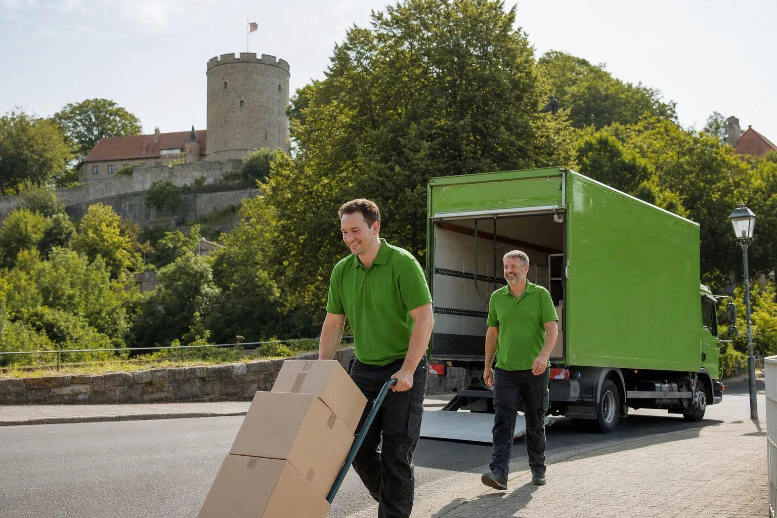 Unterwegs in Bielefeld – im Blick die Sparrenburg